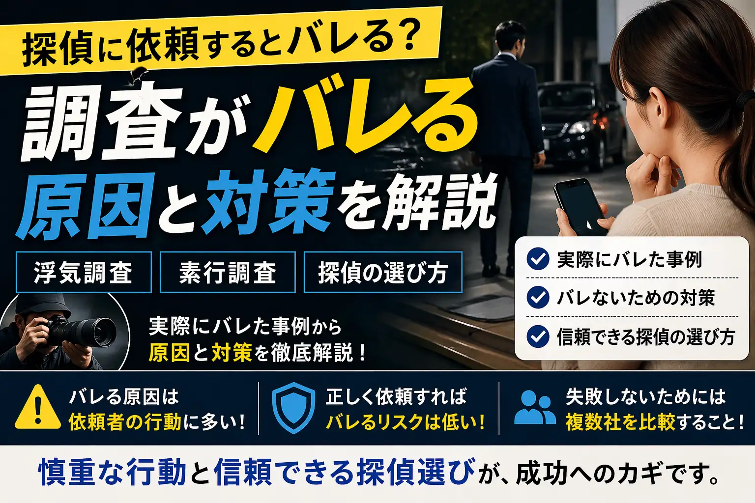 探偵に依頼するとバレる？調査がバレる原因と対策を解説